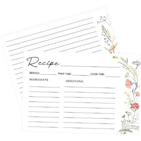 50 Pack 4x6 Recipe Cards, Double Sided Wildflower Recipe Cards for Bridal Shower, Weeding, Housewarming, Kitchen Gifts, Christmas Cardstock Index Menu Card in Saudi Arabia
