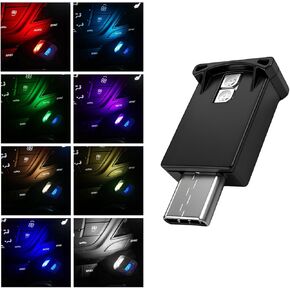 2 PCS USB Type C LED Ambient Light, 8 Colors RGB Car Atmosphere Lamp Adjustable Brightness LED Light, Mini 5V Plug-in Night Lamp Interior Decoration for Vehicle Home Office in Saudi Arabia