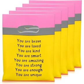 Coume 30 Sets End of Year Gifts Bags for Students 6 Colors Inspiration Quotes Plastic Party Favors Treat Bags with Handles Birthday Party Favors, 6" x 8" in Kuwait