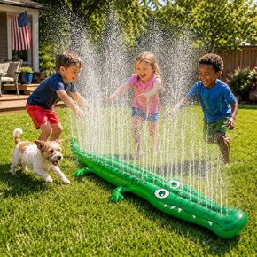 96" x 13" Extra Large Sprinkler for Kids,Outdoor Inflatable Crocodile Sprinkler Toddler Water Toy for Yard,Durable Summer Outside Splashing Water Spray Fun Toys for Lawn Garden Backyard in Saudi Arabia