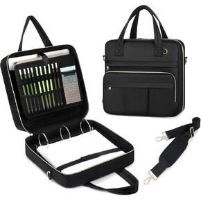 Zipper Binder | 3 Inch O-Ring, 600 Sheet Capacity Trapper Keeper with Shoulder Strap & Handle, Binder Bag with Multiple Storage Pockets, Fits 13" Laptop (Pink) in Saudi Arabia