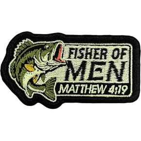 Fisher of Men Matthew 4 19 Patch Christian Fishing Bible Verse Jesus Religious Iron On Embroidery Patch for Caps, Bags, Backpacks, Hat, Jackets, Uniform DIY PVC Gifts for Her Him 3 Inches in Kuwait