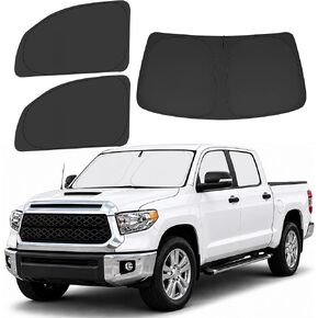 Front Windshield ＆ Side Window Sun Shade for 2007-2021 Toyo'ta Tundra Crew Max Cab Double Cab 4Door, Foldable Window Sunshade Sun Visor Protector, Window Shades Blocks UV Rays Heat, Pack of 3 in Saudi Arabia