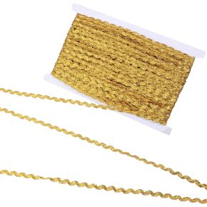 54.6Yds Gold Trim for Sewing 0.2" Gold Lace Trim Rick Rack Wave Bending Fringe Trims Golds Wavy Bendings Ribbon Lace Fringes Zig Zag Trims for Gift Wrapping Sewing Clothes Home Party Decoration in Kuwait