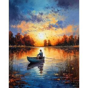 VNUIEHG Paint by Number for Stress Relief, Fisherman and His Fishing Boat, Easy Paint by Number Kit for Adults, 40x50cm, Without Frame in Saudi Arabia