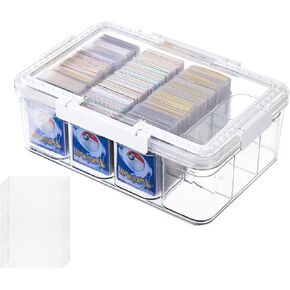Portable Card storage box with 12 Removable Containers,Storage Box with lid for 2000+ Cards Fits for Standard Cards, TCG, PTG and Sport Cards, with 10 Soft Sleeves(clear,1pack) in Saudi Arabia