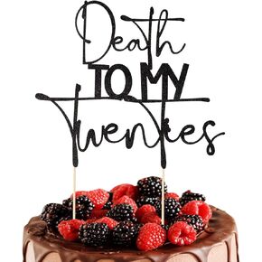 غطاء علوي للكيك من Death to My Twenties Rip To My 20s ديكورات أعياد الميلاد الجنازة وديكور حفلات أعياد الميلاد Death to My Youth Cheer to 30 عامًا/مستلزمات تزيين حفلات عيد الميلاد الثلاثين السعيدة، لامع أسود in Kuwait