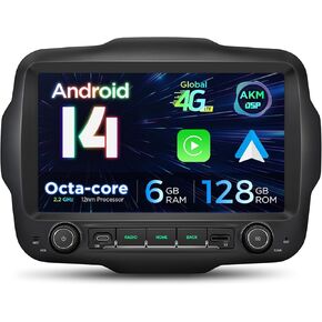 XTRONS Android 14 Car Stereo for Jeep Renegade, Octa Core 6+128GB Car Radio, 9 Inch QLED Touch Screen GPS Navigation Bluetooth Head Unit Built-in DSP Support 4G LTE Wireless CarPlay Android Auto in Saudi Arabia