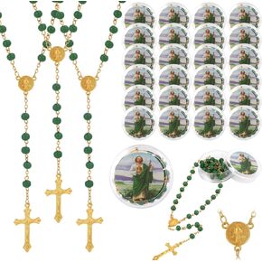 24 Pcs San Judas Tadeo Mini Rosary Rosarios Catolicos with Gift Boxs Baptism Favors for Guests Rosary Beads Necklace Rosarios Para Recuerdos de Bautizo Baptism for First Communion Christening Weddings in Saudi Arabia