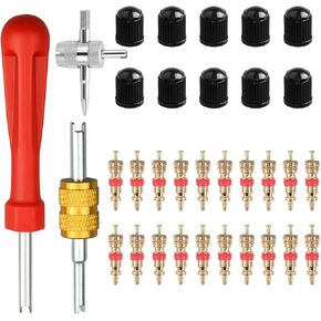 Car Tire Valve Stem Removal Tool, Multifunction Vehicle Wheel Air Stem Remover Installation Tool with 20 Valve Cores and 10 Caps, Automotive Tires Repair Accessories, Universal Fit in Saudi Arabia