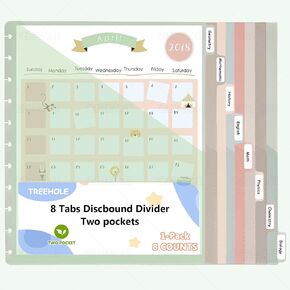11 -Discbound 2 Pockets Divider with 8 Tabs,1 Set Letter Size Tul Notbook Divider Plastic Folder Dis Planner Inserts for for Document Discbound System, Disc Folder for Office Home School(morandi) (8) in Saudi Arabia