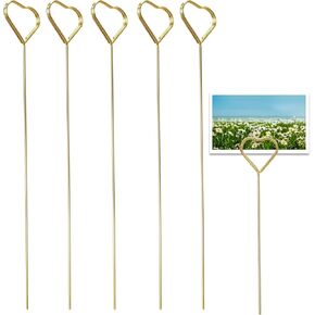 50 Pcs Floral Picks 13.1 Inch Metal Flower Picks Double-Loop Coil Heart Shape Flower Card Holder Stick for Wedding Birthday Party Flower Gifts Note Photo DIY Holder Cake Topper（Gold） in Saudi Arabia