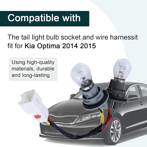 Rear Tail Light Bulb Socket and Wire Harness,Fit for Kia Optima 2014 2015,Compatible 924514C500 (2) in Kuwait