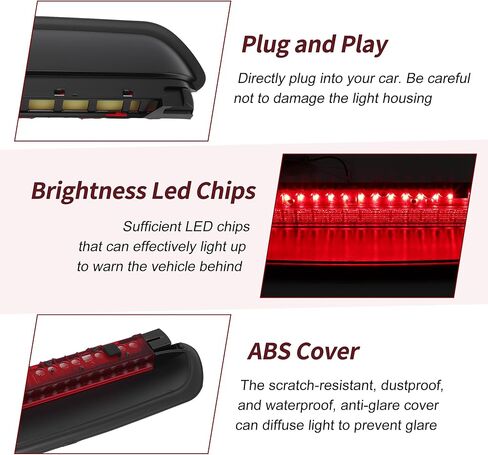 ضوء الفرامل الثالث LED لسيارات BMW 3 Series E90 E92 325i 330xi 328i 2005-2012 63257145519 مصباح توقف أحمر ثالث عالي مع حزام 63257146057 ضوء فرامل عالي المستوى في المركز الخلفي in Kuwait