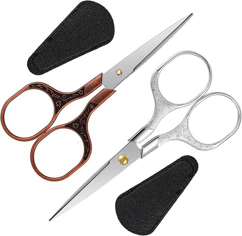2Pcs Small Sewing Scissors 5 Inch Small Embroidery Scissors with Cover Vintage Scrapbook Scissors Stainless Steel Sharp needlepoint thread scissors for Cutting Crafting DIY Artwork Tool in Saudi Arabia