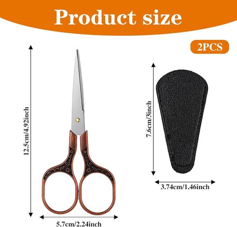 2Pcs Small Sewing Scissors 5 Inch Small Embroidery Scissors with Cover Vintage Scrapbook Scissors Stainless Steel Sharp needlepoint thread scissors for Cutting Crafting DIY Artwork Tool in Saudi Arabia