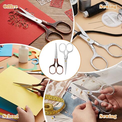 2Pcs Small Sewing Scissors 5 Inch Small Embroidery Scissors with Cover Vintage Scrapbook Scissors Stainless Steel Sharp needlepoint thread scissors for Cutting Crafting DIY Artwork Tool in Saudi Arabia