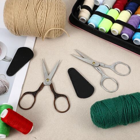 2Pcs Small Sewing Scissors 5 Inch Small Embroidery Scissors with Cover Vintage Scrapbook Scissors Stainless Steel Sharp needlepoint thread scissors for Cutting Crafting DIY Artwork Tool in Saudi Arabia
