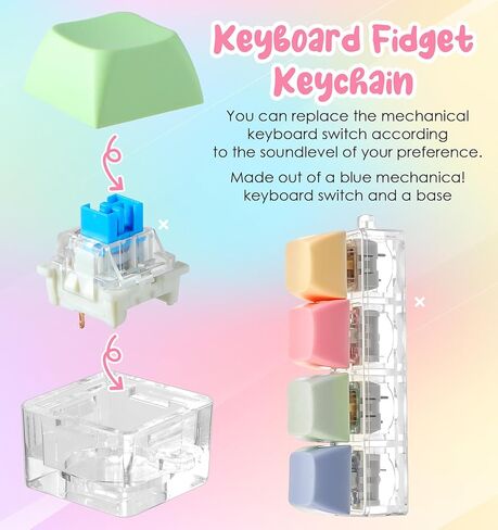 Clicker Fidget Toy, 2.95 inch Keyboard Fidget Keychain Keycap Stress Relief Toy for Adults to Relieve Anxiety & Pass Time (Assorted Colors) in Saudi Arabia