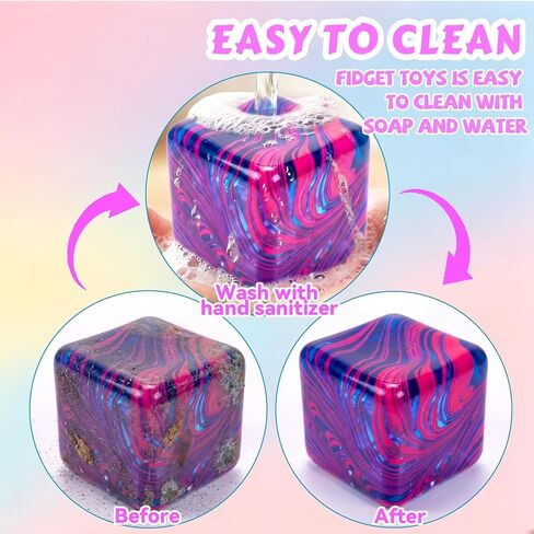 4Pack Stress Cube Squishy Fidget Toys,Slow Rise Stress Balls Sensory Toy for Kids Adults with Autism,Fun Squeeze Squishies for Anxiety Stress Relief Classroom Prize, Holiday & Birthday Gifts in Saudi Arabia