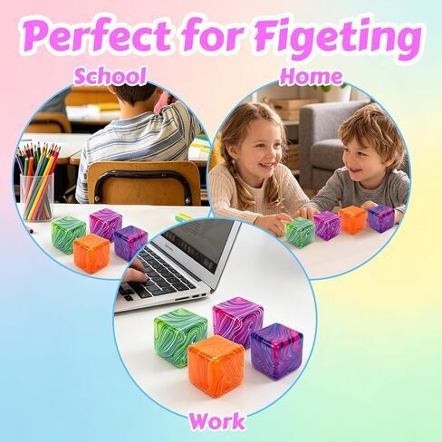 4Pack Stress Cube Squishy Fidget Toys,Slow Rise Stress Balls Sensory Toy for Kids Adults with Autism,Fun Squeeze Squishies for Anxiety Stress Relief Classroom Prize, Holiday & Birthday Gifts in Saudi Arabia