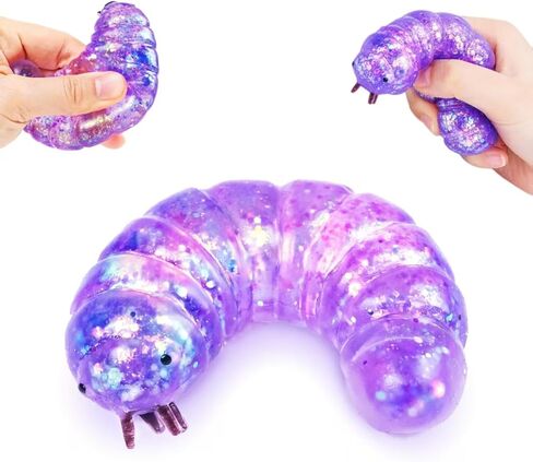 1Pcs Caterpillar Squishy Fidget Toys Squishy Slug Stress Balls for Adults Sugar Stress Ball Sensory Toys Stress Relief Toy Squeeze Ball Party Favors for Kids Easter Basket Stuffers (Purple) in Saudi Arabia