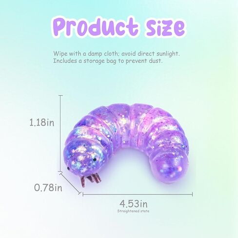 1Pcs Caterpillar Squishy Fidget Toys Squishy Slug Stress Balls for Adults Sugar Stress Ball Sensory Toys Stress Relief Toy Squeeze Ball Party Favors for Kids Easter Basket Stuffers (Purple) in Saudi Arabia