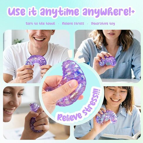 1Pcs Caterpillar Squishy Fidget Toys Squishy Slug Stress Balls for Adults Sugar Stress Ball Sensory Toys Stress Relief Toy Squeeze Ball Party Favors for Kids Easter Basket Stuffers (Purple) in Saudi Arabia