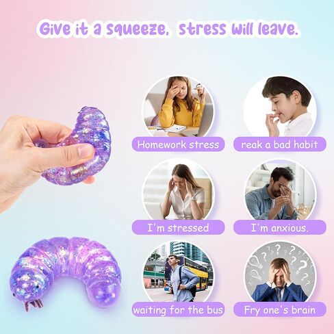 1Pcs Caterpillar Squishy Fidget Toys Squishy Slug Stress Balls for Adults Sugar Stress Ball Sensory Toys Stress Relief Toy Squeeze Ball Party Favors for Kids Easter Basket Stuffers (Purple) in Saudi Arabia