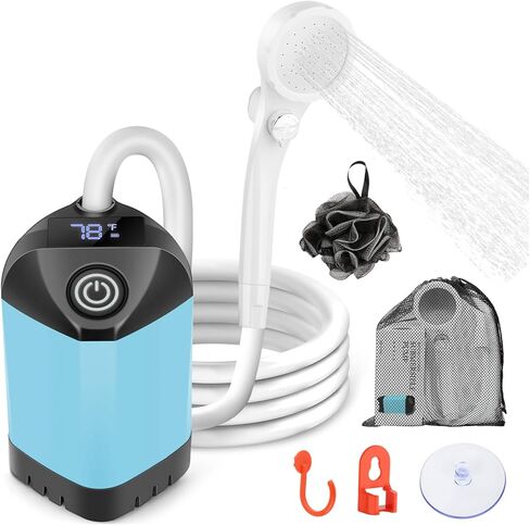 B013 Portable Shower for Camping, 7800mAh Rechargeable Camping Shower with Intelligent LED Display, 3 Spray Modes, IPX7 Waterproof Outdoor Shower Kit for Hiking, Travel, Car, Pet in Kuwait
