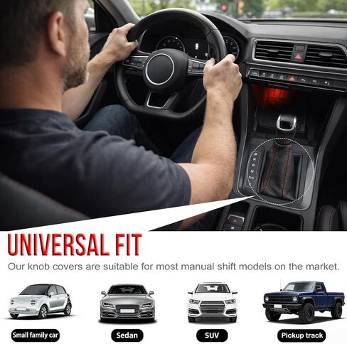 TENSSO Shift Knob Boot Cover: 2-Pack Gear Shifter Covers, Stick Boots Sleeve for Car, Universal Replacement Accessories for Automatic and Manual Shifters, Black Soft PU Leather in Saudi Arabia