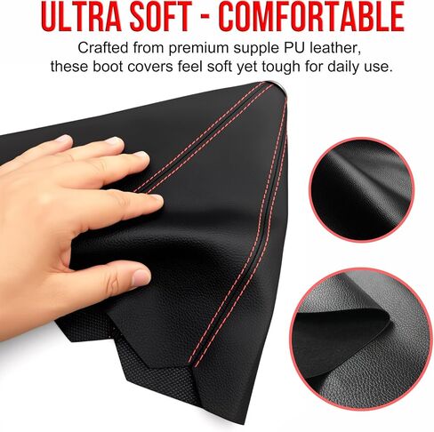 TENSSO Shift Knob Boot Cover: 2-Pack Gear Shifter Covers, Stick Boots Sleeve for Car, Universal Replacement Accessories for Automatic and Manual Shifters, Black Soft PU Leather in Saudi Arabia