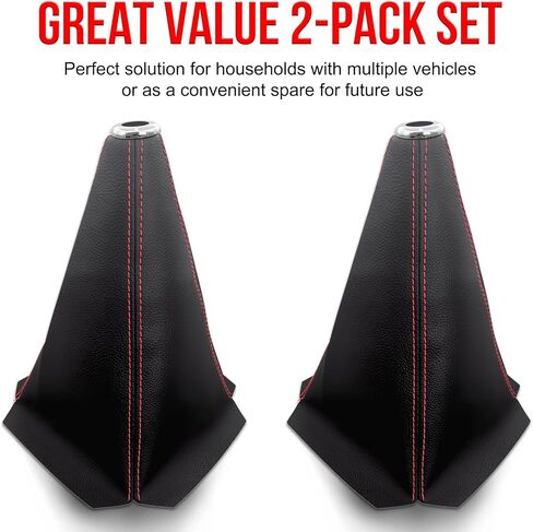 TENSSO Shift Knob Boot Cover: 2-Pack Gear Shifter Covers, Stick Boots Sleeve for Car, Universal Replacement Accessories for Automatic and Manual Shifters, Black Soft PU Leather in Saudi Arabia