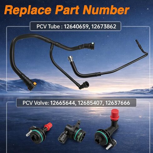 طقم إصلاح صمام وأنبوب PCV، صمام تهوية كرنك إيجابي وأنبوب متوافق مع شيفروليه كروز ماليبو تراكس استبدال # 12673862، 12640659، 12665644، 12685407 (5 قطع) in Kuwait
