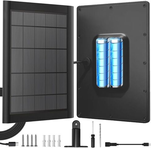 5W Solar Panel Charger with 3500mWh Internal Battery Compatible with Blink Outdoor 4 (4th Gen)/Blink (3rd Gen) XT3 & Blink XT/XT2 Camera,10Ft Outdoor Power Cable and Adjustable Mount (2Pack-Black) in Saudi Arabia