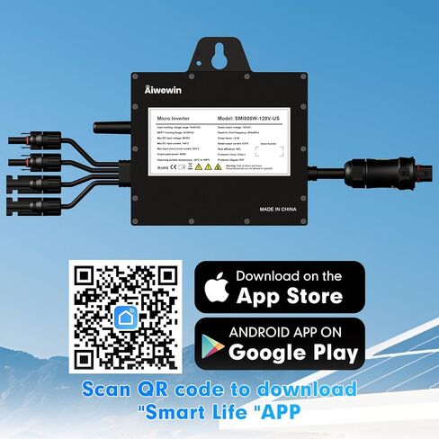 عاكس صغير لشبكة الطاقة الشمسية 800 وات، SMI800W 120 فولت تيار متردد، مخرج مرتبط بالشبكة مع تتبع تطبيق واي فاي الذكي، عاكس موجة جيبية نقي بكفاءة 96% للسكن العائلي والمنزل وتوفير الطاقة للشركات الصغيرة in Kuwait