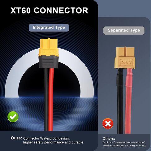 GINTOOYUN XT60 كابل تمديد مقسم 1 أنثى إلى 3 محول موصل ذكر، كابل تمديد الطاقة 12AWG XT60 للوحات الشمسية، مولد الطاقة الشمسية، محطة الطاقة المحمولة، الطائرة بدون طيار، RV، السفينة إلخ (0.3 متر) in Kuwait
