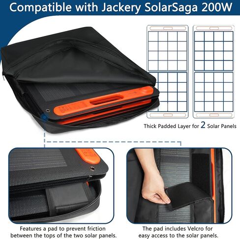 Solar Panel Travel Bag Compatible with 2 Jackery 100W / 200W, Padded Portable Solar Panel Storage Bag Compatible with Jackery SolarSaga 100W 100X 200W (200W | 27.5"×24.5"×6") in Saudi Arabia