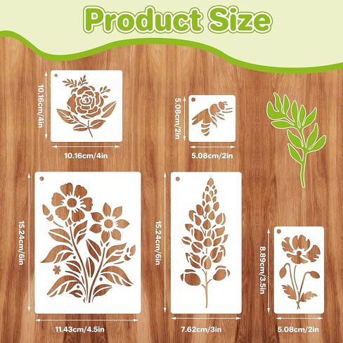 85Pcs Flower Stencils for Painting,Floral Stencils for Crafts Reusable,5Sizes Large Small Flowers Stencil for Art Projects Wildflower Stencil Drawing Templates On Journal Scrapbook(Flower Plants) in Kuwait