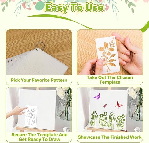 85Pcs Flower Stencils for Painting,Floral Stencils for Crafts Reusable,5Sizes Large Small Flowers Stencil for Art Projects Wildflower Stencil Drawing Templates On Journal Scrapbook(Flower Plants) in Kuwait