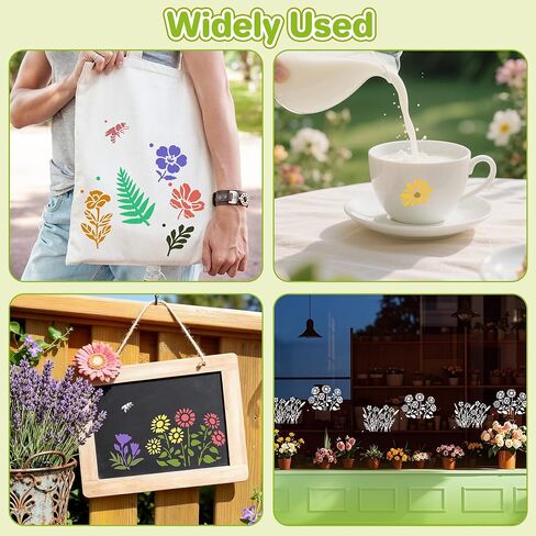 85Pcs Flower Stencils for Painting,Floral Stencils for Crafts Reusable,5Sizes Large Small Flowers Stencil for Art Projects Wildflower Stencil Drawing Templates On Journal Scrapbook(Flower Plants) in Kuwait