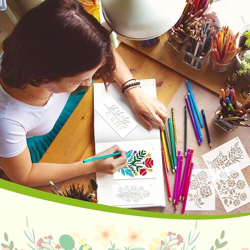 85Pcs Flower Stencils for Painting,Floral Stencils for Crafts Reusable,5Sizes Large Small Flowers Stencil for Art Projects Wildflower Stencil Drawing Templates On Journal Scrapbook(Flower Plants) in Kuwait