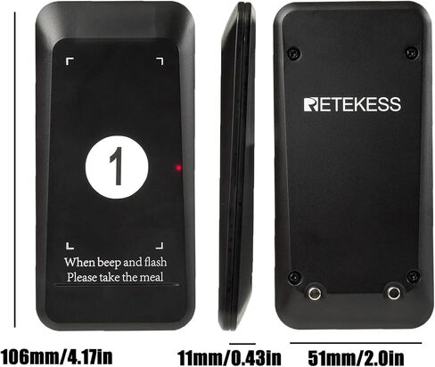 Retekess TD157S Restaurant Pager System, Buzzers for Restaurant, 2 Call Modes, Outdoor 400M, 200 mAh Battery, for Food Trucks, Bars, Hospitals (1 Pager) in Kuwait
