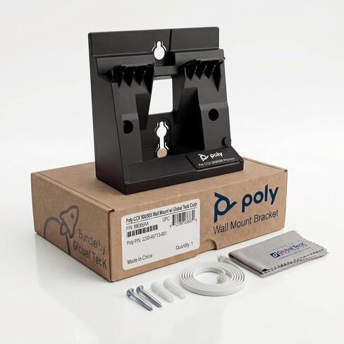 Poly CCX 500/505 Wall Mount Bracket for Desk Phones Only, Secure Precision Fit for Cleaner Workstations and Common Areas, Easy Access, Part 89D06AA, 2200-49713-001, Includes Global Teck Cloth in Kuwait