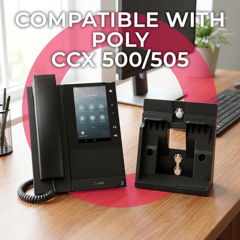 Poly CCX 500/505 Wall Mount Bracket for Desk Phones Only, Secure Precision Fit for Cleaner Workstations and Common Areas, Easy Access, Part 89D06AA, 2200-49713-001, Includes Global Teck Cloth in Kuwait