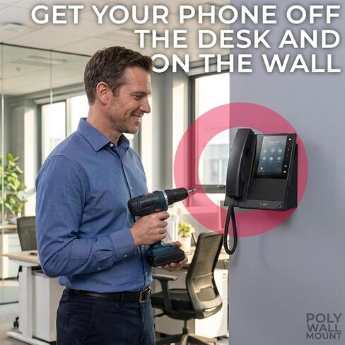 Poly CCX 500/505 Wall Mount Bracket for Desk Phones Only, Secure Precision Fit for Cleaner Workstations and Common Areas, Easy Access, Part 89D06AA, 2200-49713-001, Includes Global Teck Cloth in Kuwait