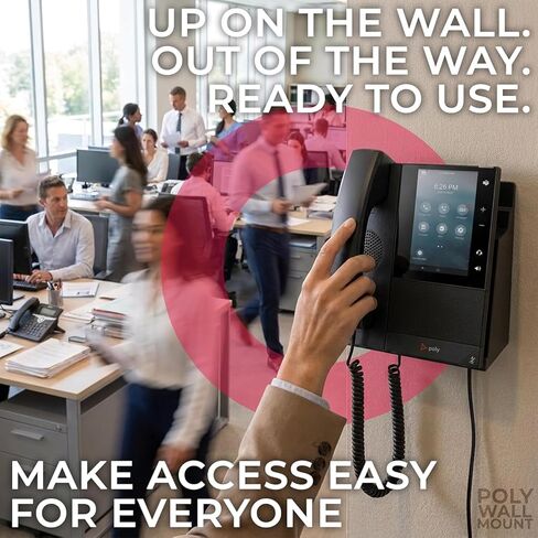 Poly CCX 500/505 Wall Mount Bracket for Desk Phones Only, Secure Precision Fit for Cleaner Workstations and Common Areas, Easy Access, Part 89D06AA, 2200-49713-001, Includes Global Teck Cloth in Kuwait