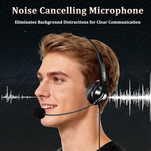 Callez RJ9 Polycom Phone Headset with Noise Cancelling Mic & Volume Controls, Telephone Headset for Office Compatible with Polycom VVX250 VVX400 VVX410 VVX411 VVX311 VVX500 VVX601 Landline Phones in Kuwait