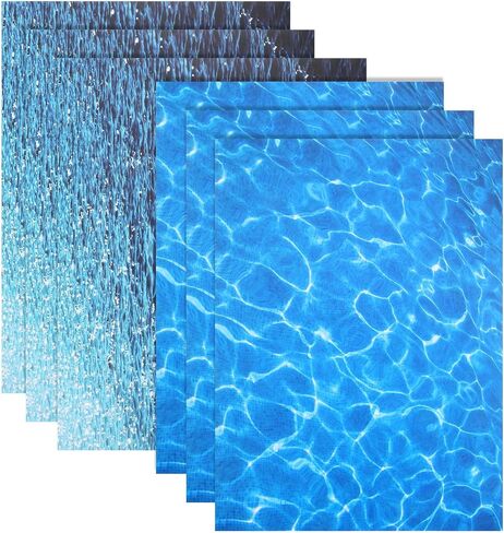 6 Pcs Artificial Ripple Water Effect Sheet Self Adhesive, Ocean Diorama Supplies Paper, 11.8 X 8.3 Water Wave Effect Stickers for Miniature Sand Table Model Decor Lake(2 Styles) in Saudi Arabia