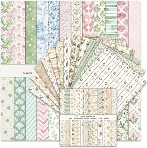 Scrapbook Paper 12x12 In and 6x6 In, 48 Sheets Floral Scrapbook Paper, Double Sided Patterned Decorative Papers for DIY Journaling Decor, Album Decor or Card Making (Pink) in Saudi Arabia